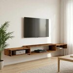 vidaXL Meuble TV mural Montage mural Bois ancien 220 x 28 x 21 cm