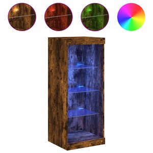vidaXL Buffet avec lumières LED chêne fumé 41x37x100 cm