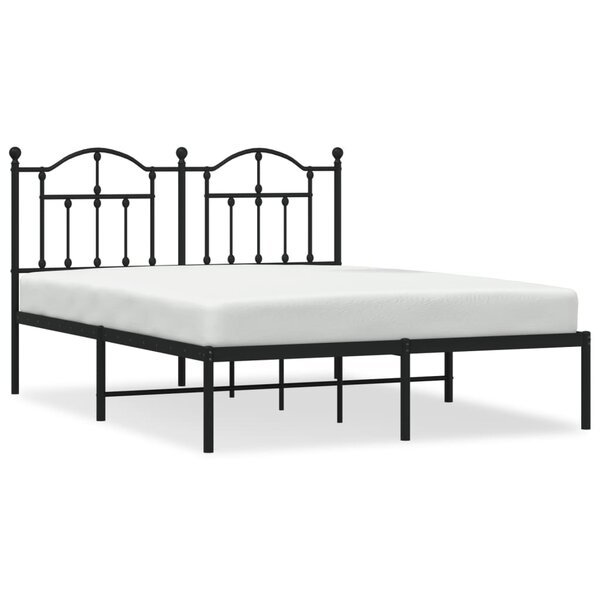 vidaXL Cadre de lit métal avec tête de lit noir 140x200 cm