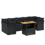 vidaXL Salon de jardin 8 Pièces avec coussins noir résine tressée