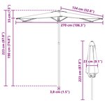 vidaXL Parasol de jardin 270 x 270 cm Polyester Rectangulaire