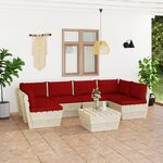 vidaXL Salon de jardin palette 7 Pièces avec coussins bois d'épicéa
