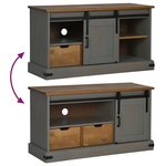 vidaXL Meuble TV HALDEN porte coulissante gris 110x40x60cm bois massif