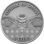 Pièce de monnaie en Argent 5 Cedis g 31.1 (1 oz) Millésime 2025 Memento Mori MINER