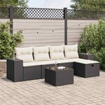 vidaXL Salon de jardin 6 Pièces avec coussins noir résine tressée