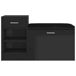 vidaXL Banc à chaussures Noir brillant 94 5x31x57 cm Aggloméré