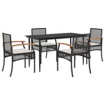 vidaXL Ensemble à manger de jardin coussins 5Pièces Noir Résine tressée