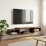 vidaXL Meuble TV mural Montage mural Chêne fumé 140 x 28 x 21 cm
