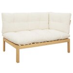 vidaXL Unité de canapé d'angle Acacia Clair et Blanc Crème
