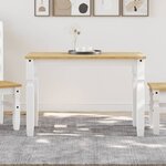 vidaXL Table à manger Corona blanc 112x60x75 cm bois massif de pin