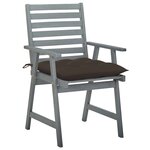 vidaXL Chaises à manger d'extérieur lot de 2 et coussins Acacia massif