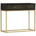 vidaXL Table console Noir et doré 90x30x75 cm Bois de manguier massif