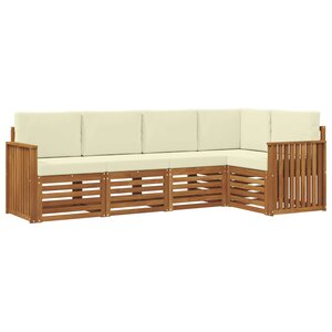 vidaXL Ensemble de canapé d'angle avec coussin 5 Pièces Naturel et Crème