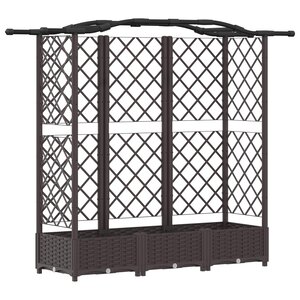 vidaXL Lit Élevé avec Treillis et Toit Marron 163 x 40 x 126 cm PP