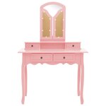 vidaXL Ensemble de coiffeuse et tabouret Rose 100x40x146 cm Paulownia