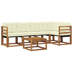 vidaXL Ensemble de canapés d'extérieur 6 pc Naturel et Crème