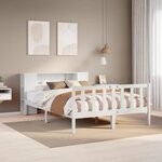 vidaXL Lit bibliothèque sans matelas blanc 120x190 cm bois pin massif