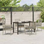 vidaXL Ensemble de Salle à Manger de Jardin de 5 Pièces avec Coussins Gris Clair Poly Rattan