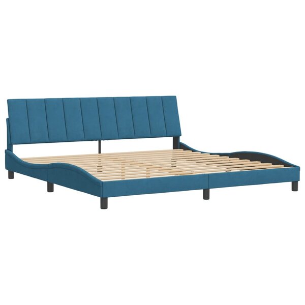 vidaXL Cadre de lit avec tête de lit bleu 200x200 cm velours