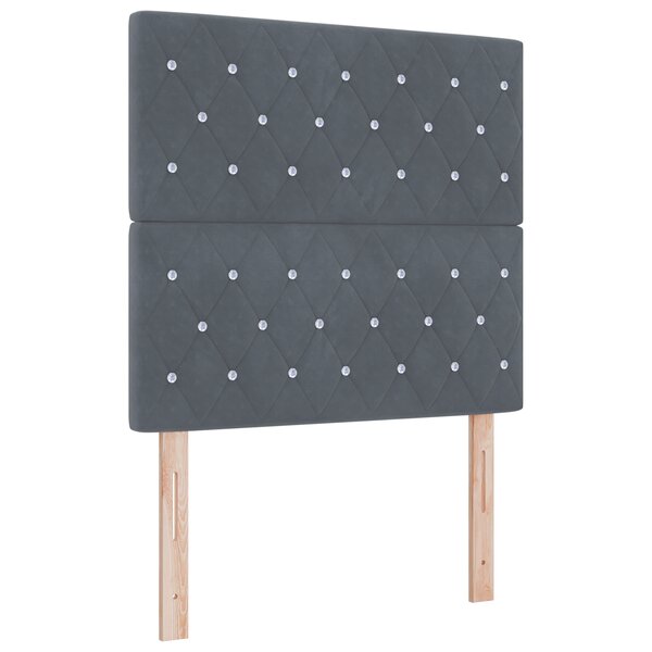 Tête de lit vidaXL tuftée avec boutons en cristal gris foncé 100 cm en velours