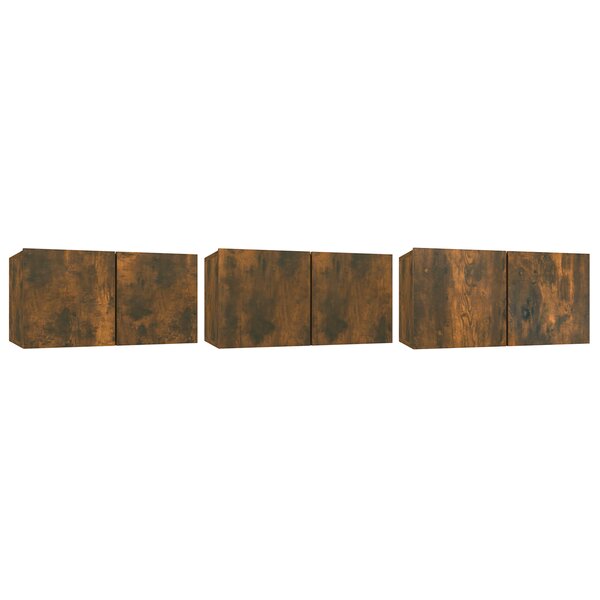 vidaXL Meubles TV suspendus 3 Pièces Chêne fumé 60x30x30 cm