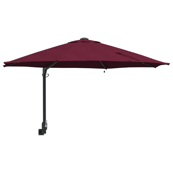 vidaXL Parasol de jardin mural avec LEDs Rouge Bordeaux 248 cm