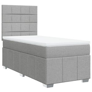 vidaXL Sommier à lattes de lit et matelas Gris clair 90x190 cm Tissu