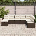 vidaXL Ensemble de canapé de jardin 8 Pièces Marron Poly rotin