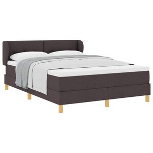 vidaXL Lit à ressorts avec matelas Marron foncé 140 x 190 cm tissu