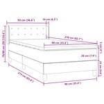 vidaXL Sommier à lattes de lit et matelas gris clair 90x210 cm velours