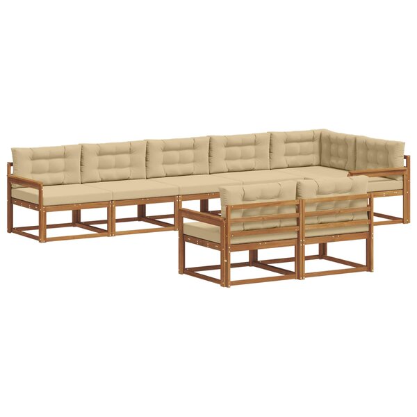 vidaXL Ensemble de canapés d'extérieur 8 pc Naturel et Beige