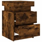 vidaXL Table de chevet avec lumières LED chêne fumé 35x39x55 cm