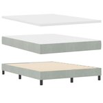 Lit Box Spring vidaXL avec Matelas et Lumière LED Gris clair 160x200 cm Velours