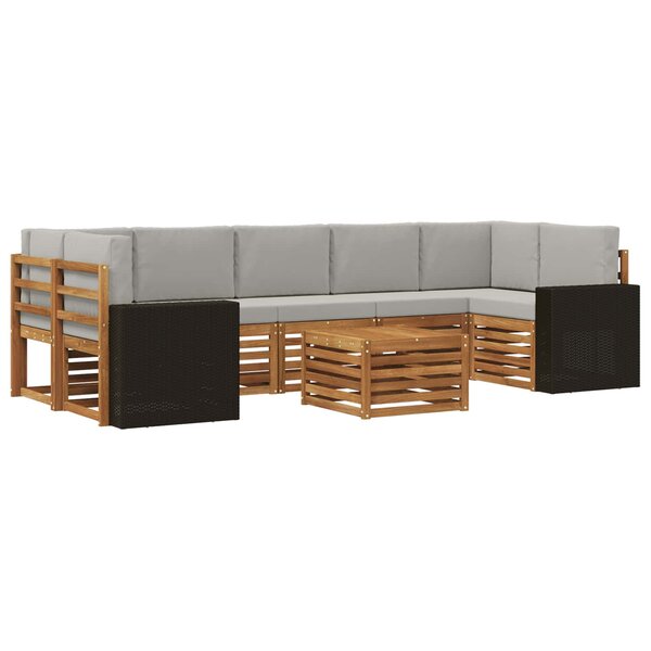 vidaXL Ensemble de canapés d'extérieur 8 pc Naturel et gris clair