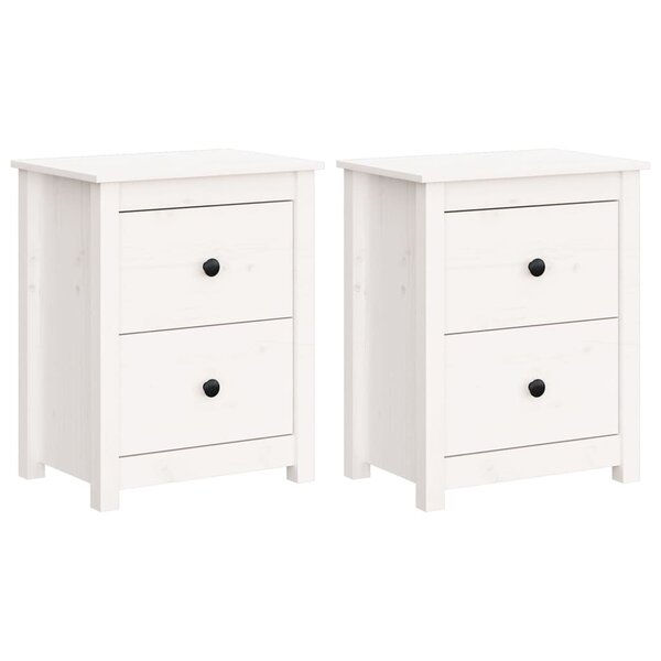 vidaXL Tables de chevet 2 Pièces Blanc 50x35x61 5 cm Bois de pin massif