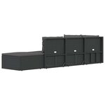 vidaXL Salon de jardin 5 Pièces avec coussins Noir Résine tressée