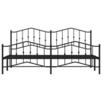 vidaXL Cadre de lit métal avec tête de lit/pied de lit noir 200x200 cm