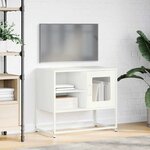 vidaXL Meuble TV blanc 68x39x60 5 cm acier