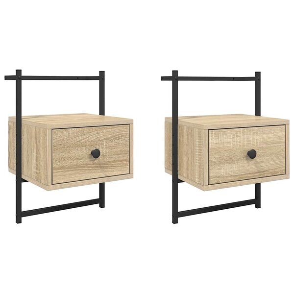 vidaXL Table de chevet murale 2 Pièces chêne sonoma 35x30x51 cm