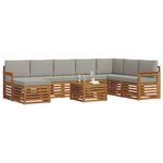 vidaXL Ensemble de canapés d'extérieur 9 Pièces Gris Naturel et Clair