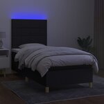 vidaXL Sommier à lattes de lit et matelas et LED Noir 100x200 cm Tissu