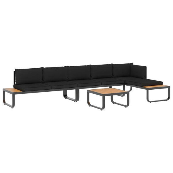 vidaXL Canapés d'angle de jardin 4 Pièces et coussins Aluminium et WPC