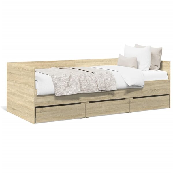 vidaXL Lit de jour avec tiroirs sans matelas chêne sonoma 90x200 cm