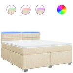 vidaXL Sommier à lattes de lit avec matelas Crème 180x200 cm Tissu