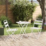 vidaXL Ensemble Bistro pliant 3 pièces Blanc Acier