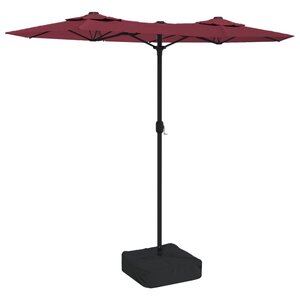vidaXL Parasol de jardin à double tête rouge bordeaux 316x145 cm