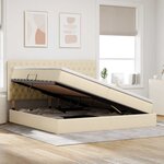 vidaXL Lit avec rangement et matelas Crème 200 x 200 cm Polyester