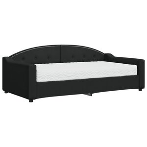 vidaXL Lit de jour avec matelas noir 90x190 cm tissu