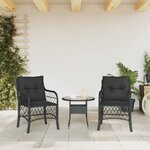 vidaXL Chaises de jardin avec coussins lot de 2 noir résine tressée
