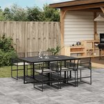 vidaXL Ensemble à manger de jardin coussins 7 Pièces noir résine tressée